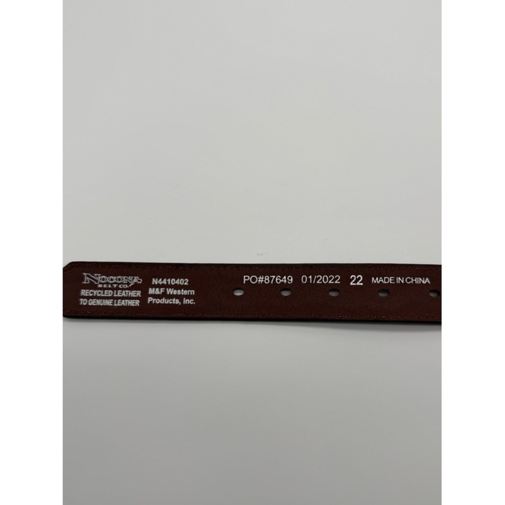 Nocona Belt Co. Boys Western Cowboy Rodeo Recycled Leather Brown Belt Size 22 - Picture 3 of 6